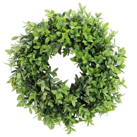 ADLMIRED BY NATURE Admired by Nature ABN5W005-NTRL Artificial 18 in. Frosted English Boxwood Wreath - Green ABN5W005-NTRL
